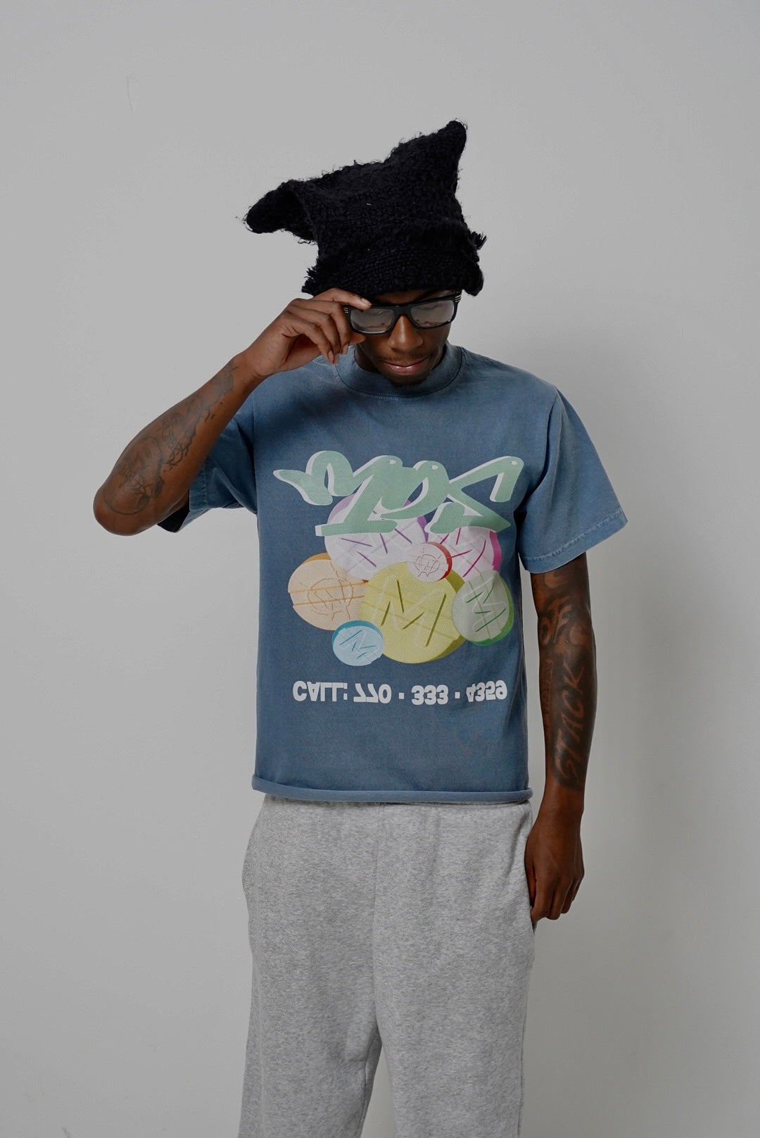 MDS x LéWuzStudios - “MAD PILL”TEE (DENIM BLUE)